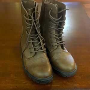 Faux leather combat boots